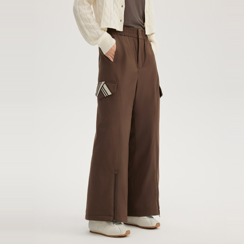 艾莱依户外运动羽绒裤冬季新款女微喇收腰时尚秋冬宽松防寒裤保暖