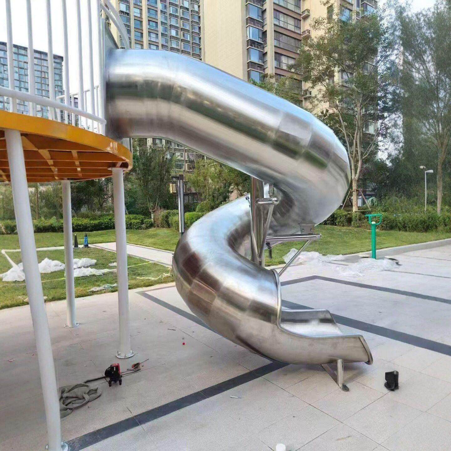 户外大型不锈钢滑梯儿童游乐场设备小区娱乐幼儿园组合滑滑梯设施