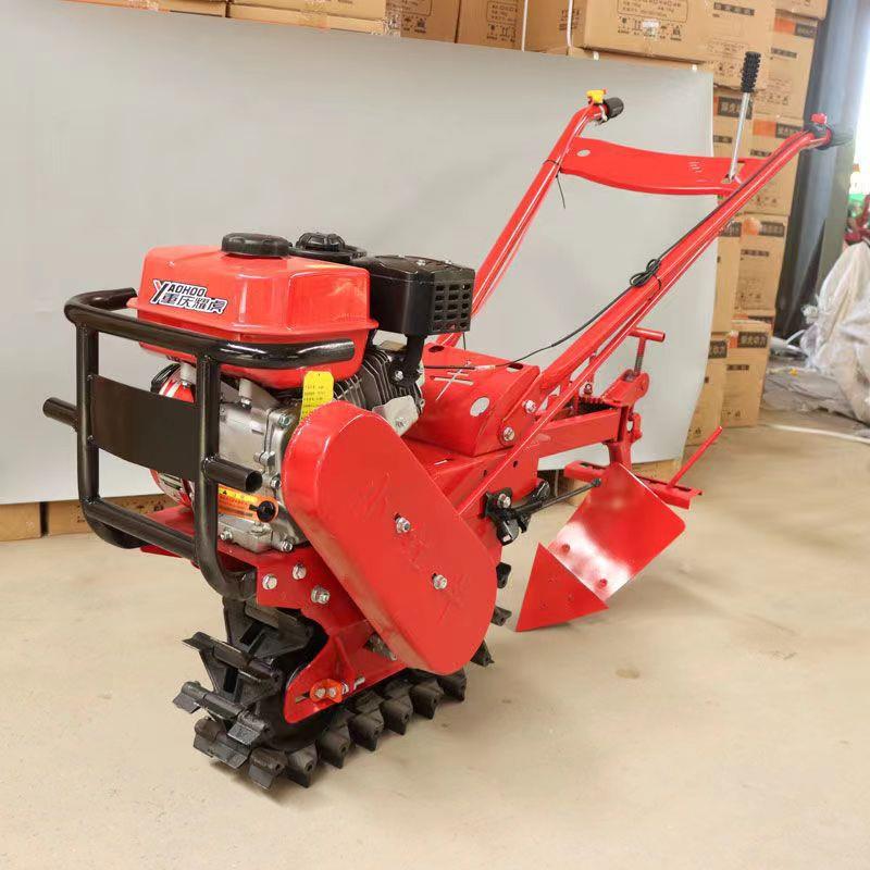 小型链轨开沟机农用田地耕种旋耕机出口新款手推式家用微耕机