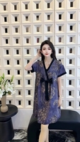 2025春夏秋新款大碼顯瘦法式奢華網(wǎng)紅同款居家外出短袖歐花睡裙