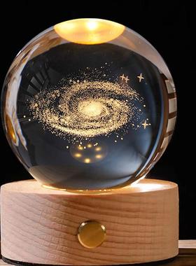 发光水晶球小夜灯桌面摆件高级感