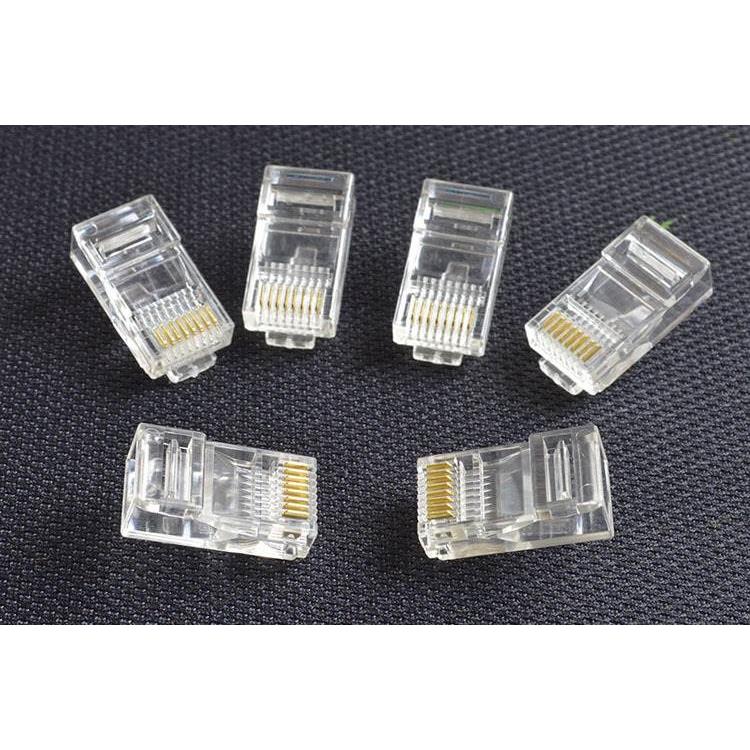 网线水晶头 RJ45电脑网络水晶头 两叉镀金8P8C超五类头接线盒头子