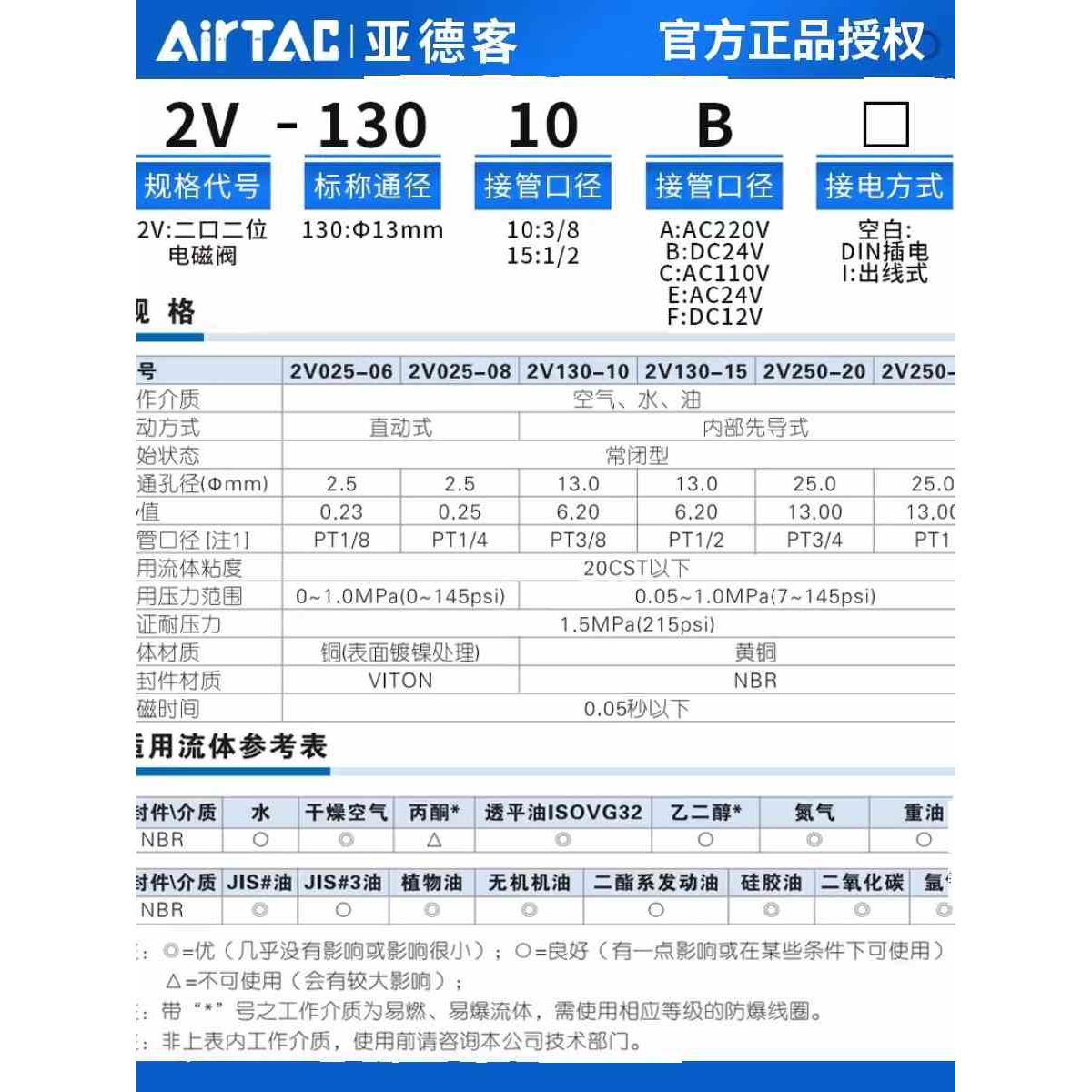亚德客原装气动控制电磁阀2V025-06/08 2V130-10/15 2V250-20/25B