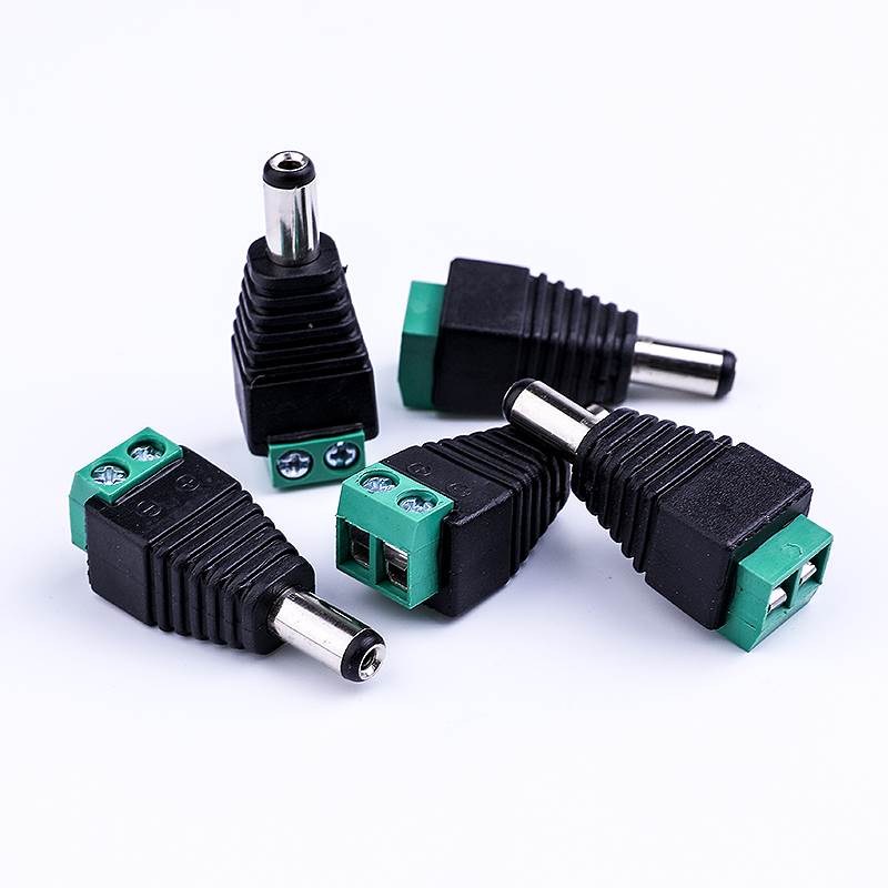 监控DC电源头5521电源插头线公头集中供电12V24VDC端子螺丝款母插