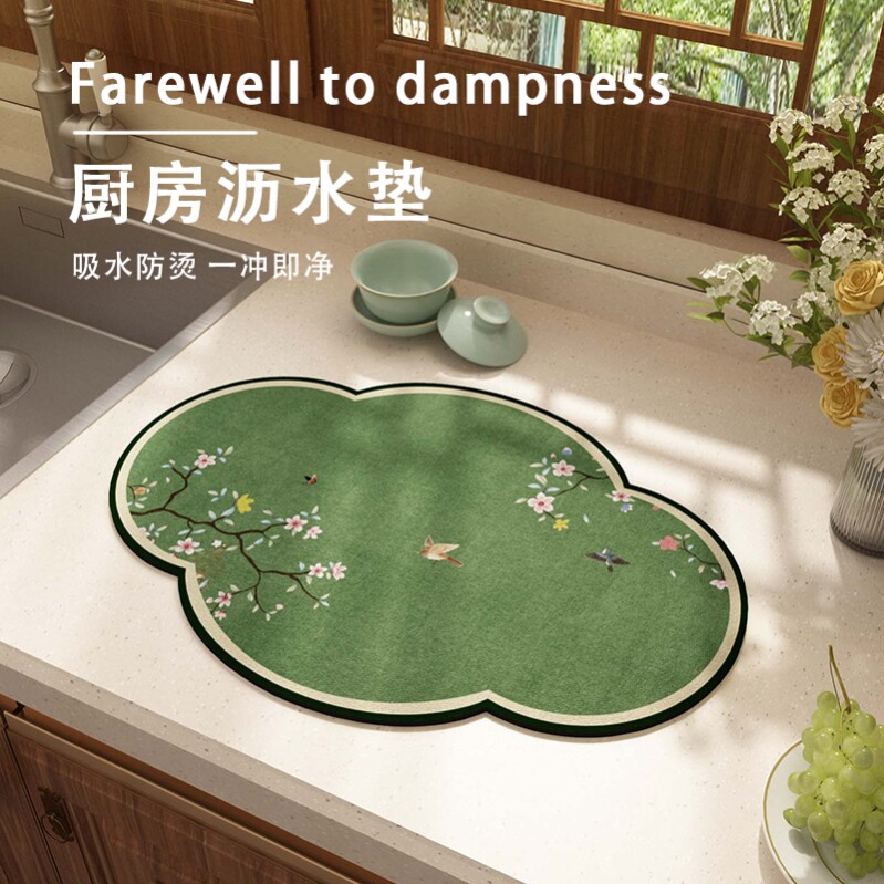 厨房沥水垫家用水槽边防滑垫台面硅藻泥吸水垫桌面保护垫一件代发