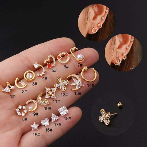 Thin rod stainless steel screw ball piercing earrings Korea
