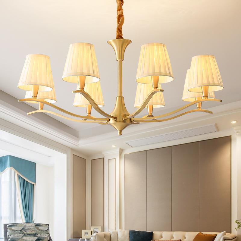 法式客厅吊灯美式简约卧室现代轻奢餐厅复古奶油全铜高端大气主灯