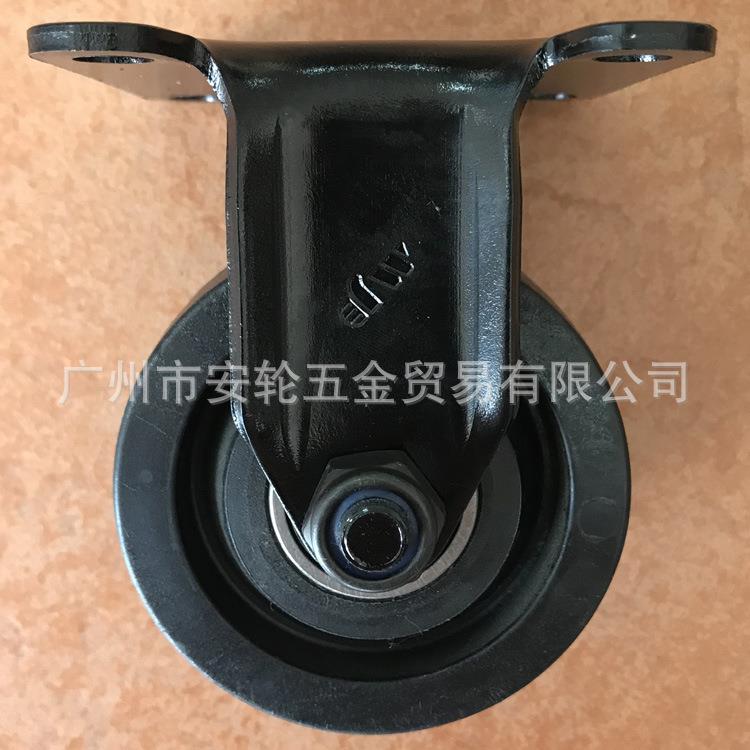 3寸脚轮 黑尼龙车轮 平底 75mm固定轮 黑色电镀支架 低重心