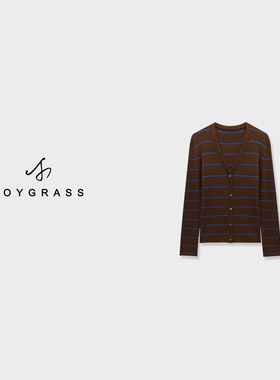 JOYGRASS【藏蓝诗行·蚕光】复古学院开衫Z-06756