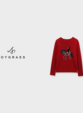 JOYGRASS【骑士日志云绒】复古圆领针织衫Z-08211