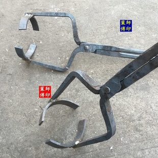 手工锻打石墨坩埚钳子熔铜圆口夹子扁口钳打铁钳坩埚抱钳手工夹钳