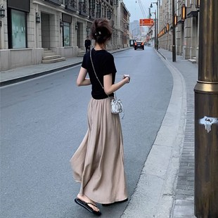 显瘦垂感裙子 外穿宽松无托腹大裙摆A字裙夏装 孕妇半身裙夏季 新l款