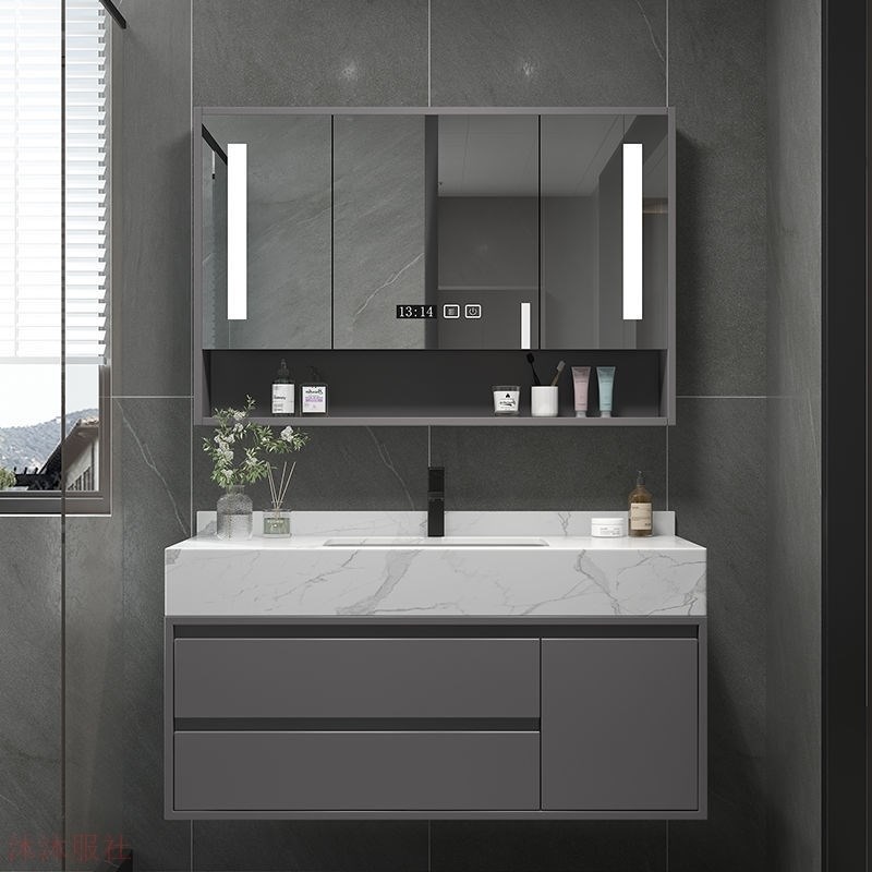 新款简约卫生间洗漱台卫浴洗手A盆大理石实木浴室柜小户型洗脸盆