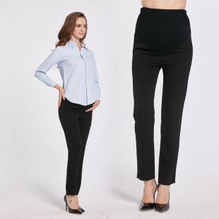 长裤 外R穿工装 子春秋夏季 职业西裤 工作托腹 黑色直筒孕妇裤 孕妇装