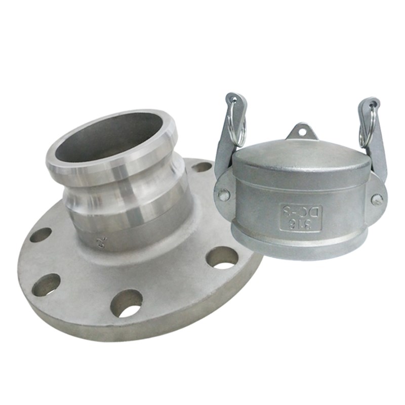 304不锈钢快速接头F型带法兰转换接头圆法兰阳端法兰带阴端母头C