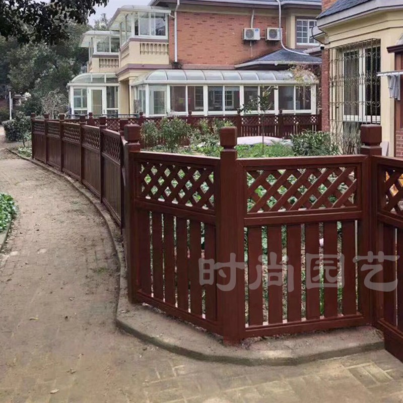 户外防腐木围栏庭院篱笆s炭化木栅栏阳台栏杆别墅网格护栏露台扶