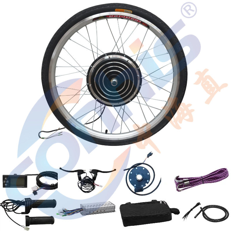 26寸52v500w自行车改装电动车套件工具包出口前轮后轮带LCD仪表