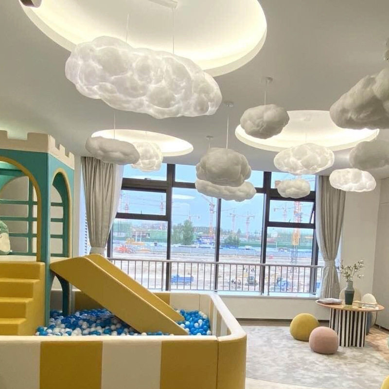 led云朵灯吊灯现代卧室儿童房服装店白云灯幼儿园网红灯北欧家居
