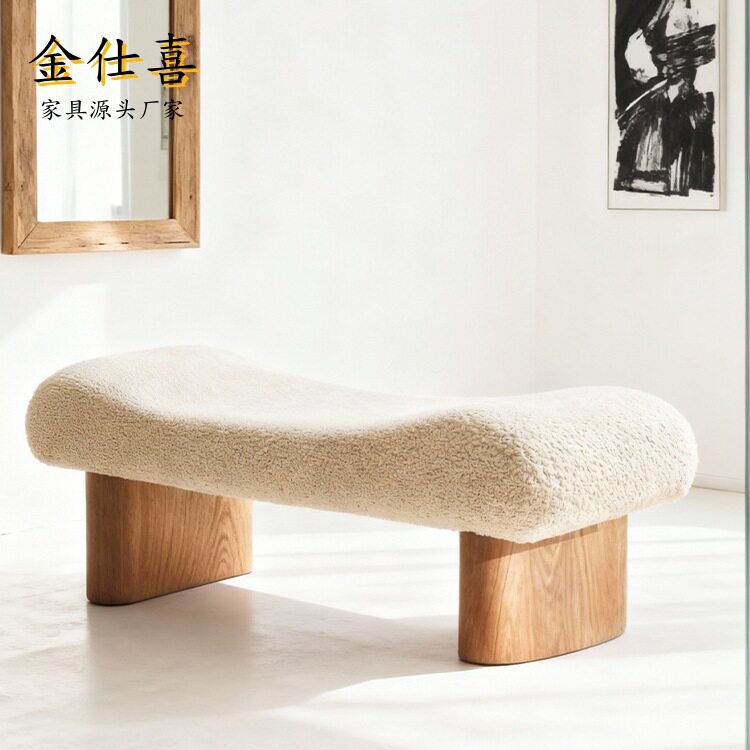 北欧简约衣帽间门口换鞋凳设计师创意卧室床尾凳客厅入户实木长凳