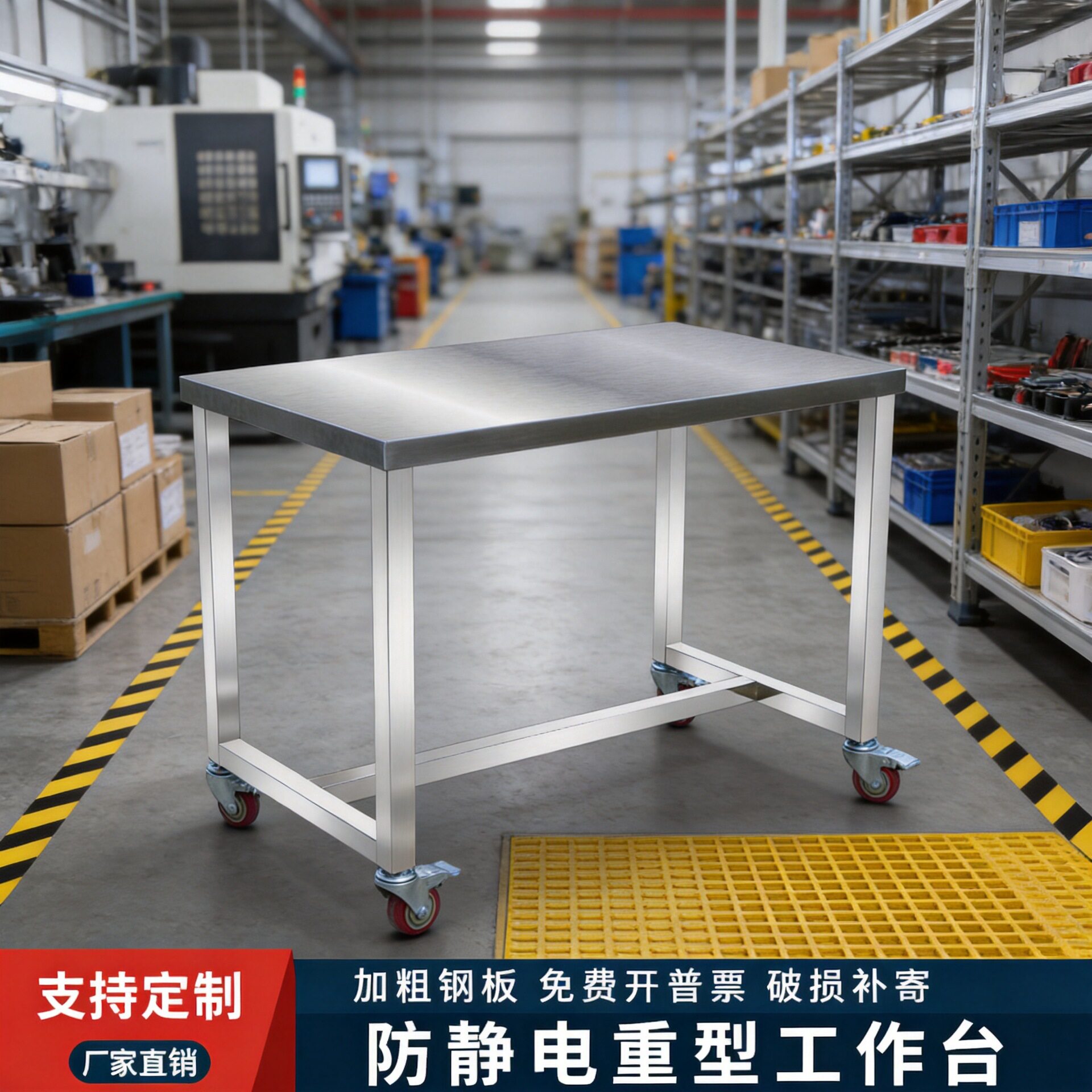 FiK汽车操作台发动机大修工作台带轮子钳工台承重加厚工厂汽修