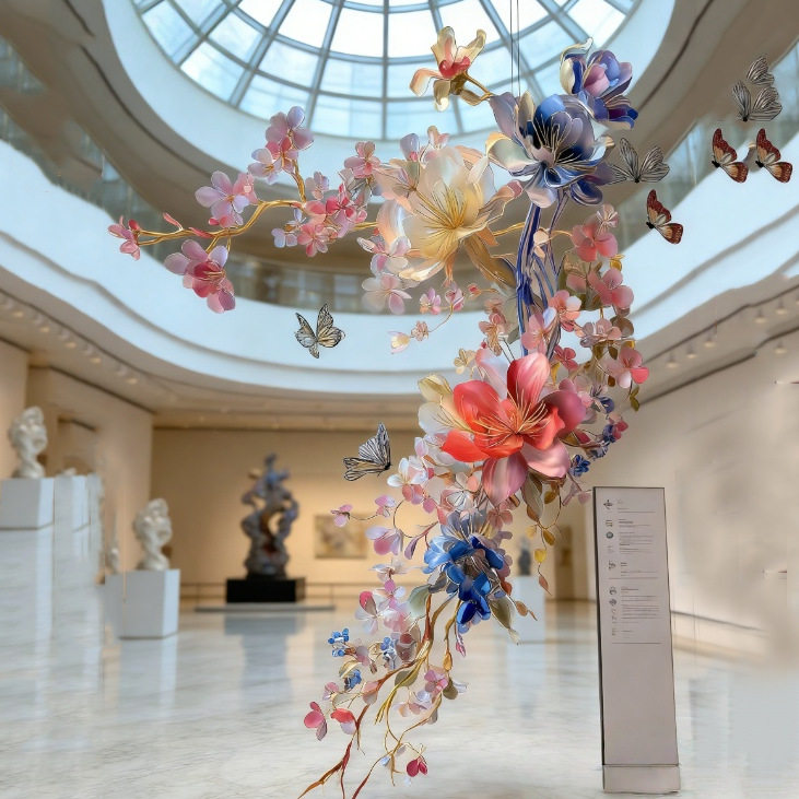 仿真花艺氛围感布置美陈假花室内展厅服装店商场橱窗落地装饰