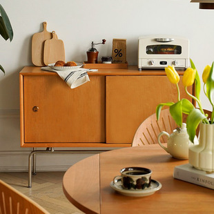 北欧实木餐边柜 家用悬浮多功能玄关柜客厅储物柜厨房碗柜茶水柜