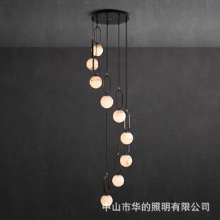 现代卧室书房床头小吊灯北欧创意餐厅全铜云石灯意式简约吧台灯具