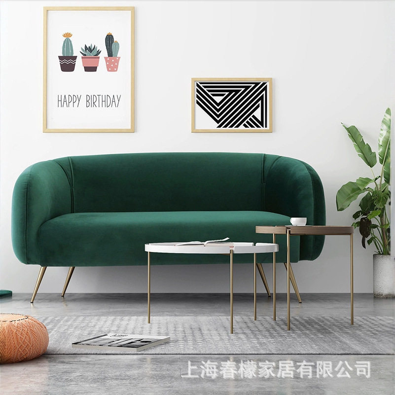 现代简约美容会所布艺沙发北欧轻奢组合客厅小户型后工作室三人位