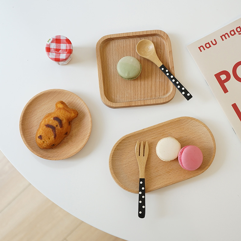 元气角落 dins简约榉木托盘蛋糕甜品盘桌面木质椭圆香薰置物收纳
