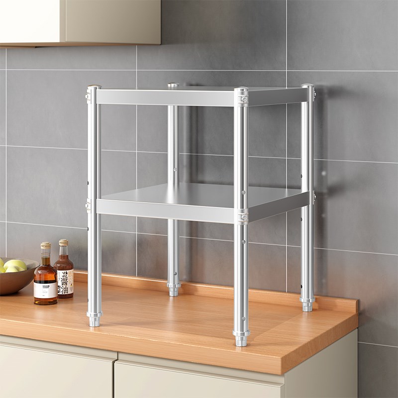 304不锈钢置物架l加厚微波炉收纳架落地多层储物架厨房电器锅碗架