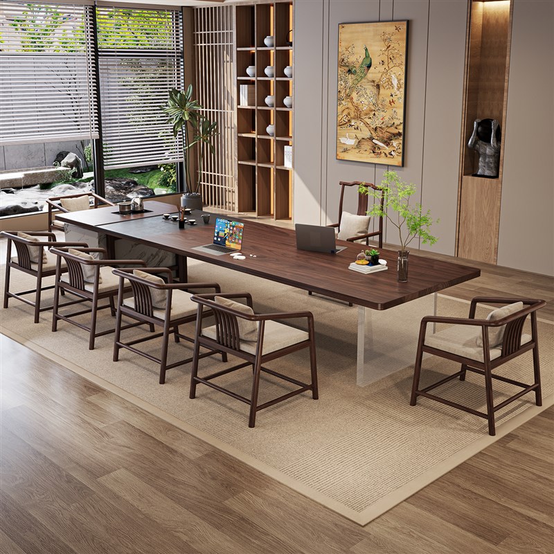 新款2025胡桃木实木茶桌椅组合高端客厅家用O办公招待泡茶家用一