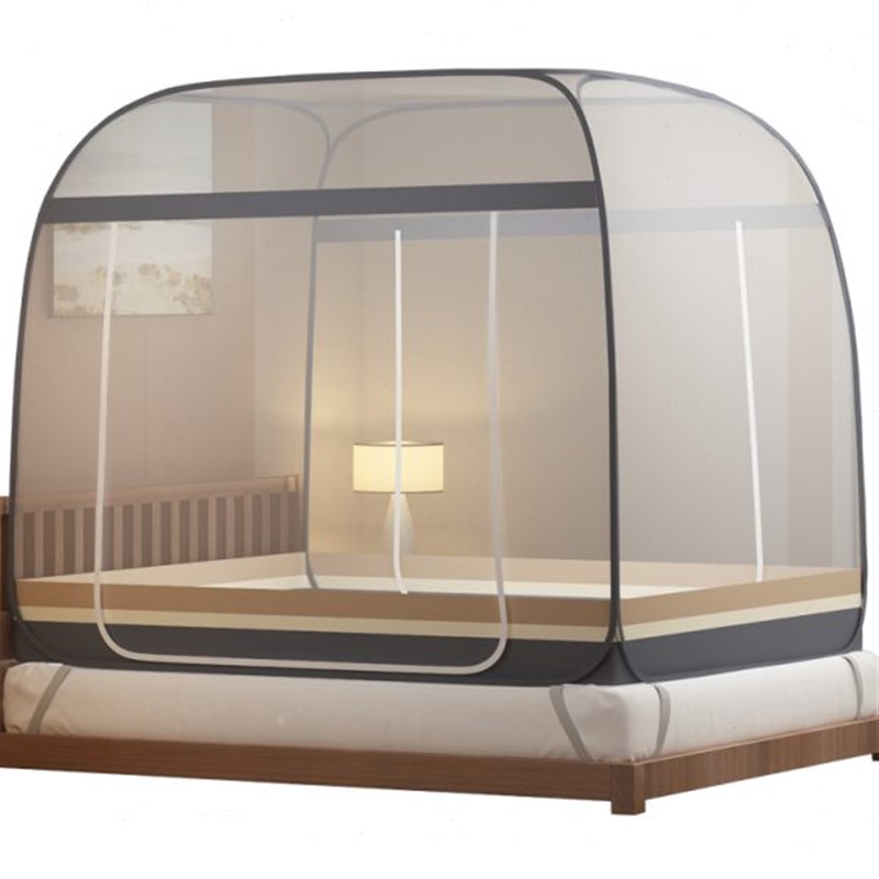 蒙古包蚊帐双门h有底无底可折叠式免安装1.5m1.8米1.2家用单双人