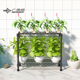 新款 不锈钢绿萝兰花专用可调 多肉花架落地2层盆栽置物架架子月季