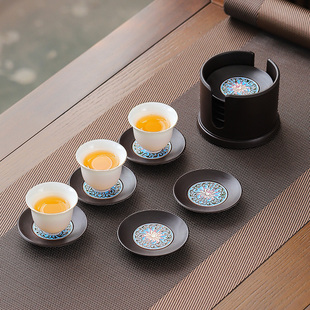 茶道隔热垫杯托办公室功夫茶具配件家用防滑防烫茶托 电木杯垫套装