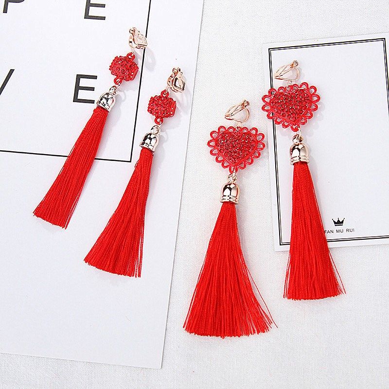 汉服儿童表e演中国耳夹复古公主圆球古风红色流苏耳心形无耳洞新,童装/婴儿装/亲子装,发饰,淘宝优惠券,粉丝福利购,淘宝优惠卷