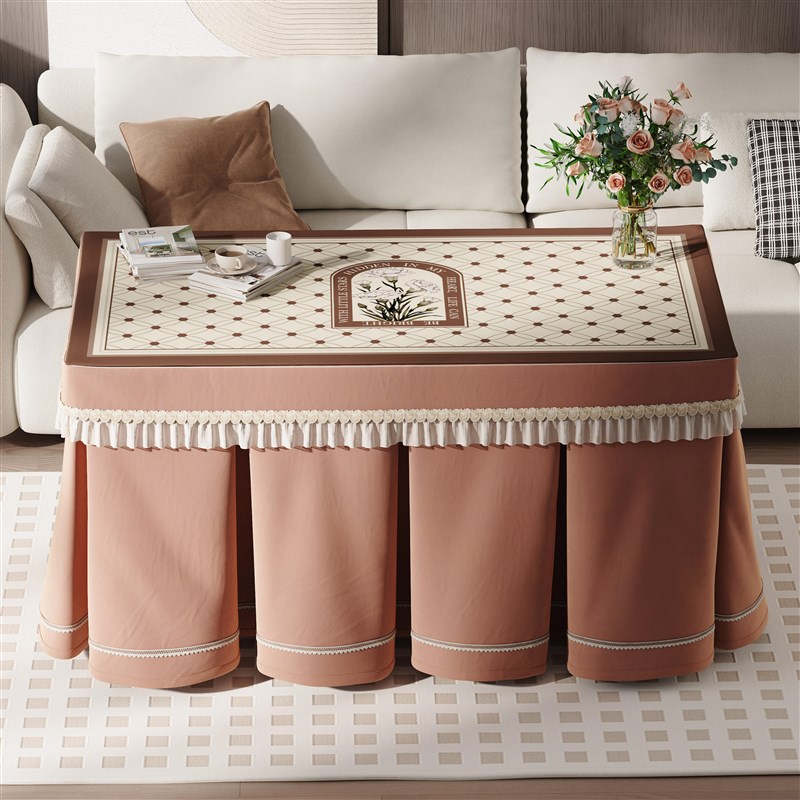 2024新款烤火罩烤火桌罩套隐形拉链式滑道式露桌面电炉罩取暖桌罩