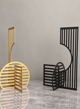 新中式金属屏风样板房售楼部卧室书房客厅餐厅电视柜桌面玄关摆件