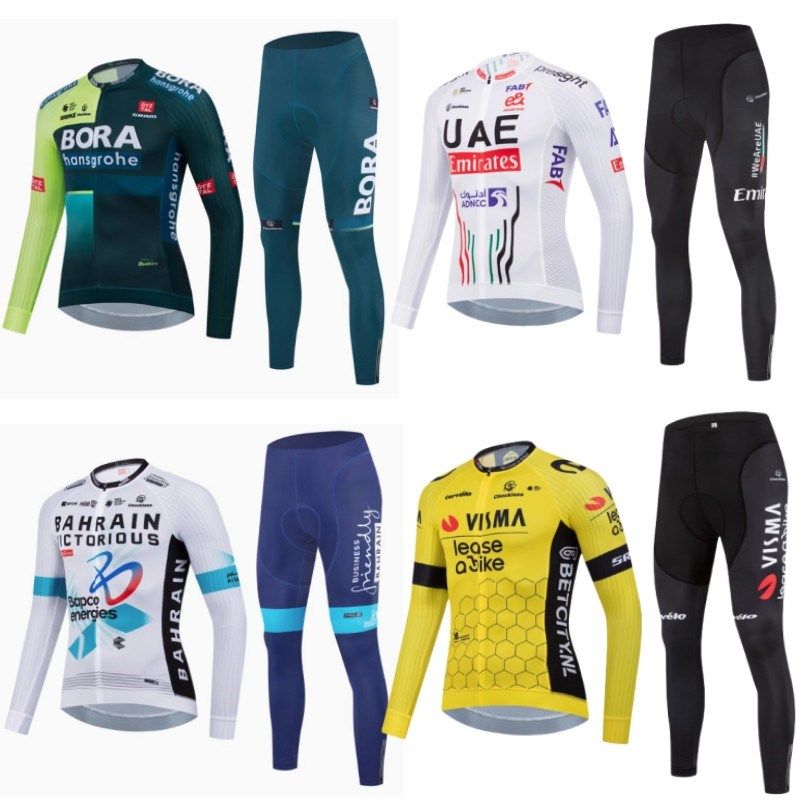2024环法车队公路山地自行车骑行服春秋长袖男套装冬季抓绒骑行服