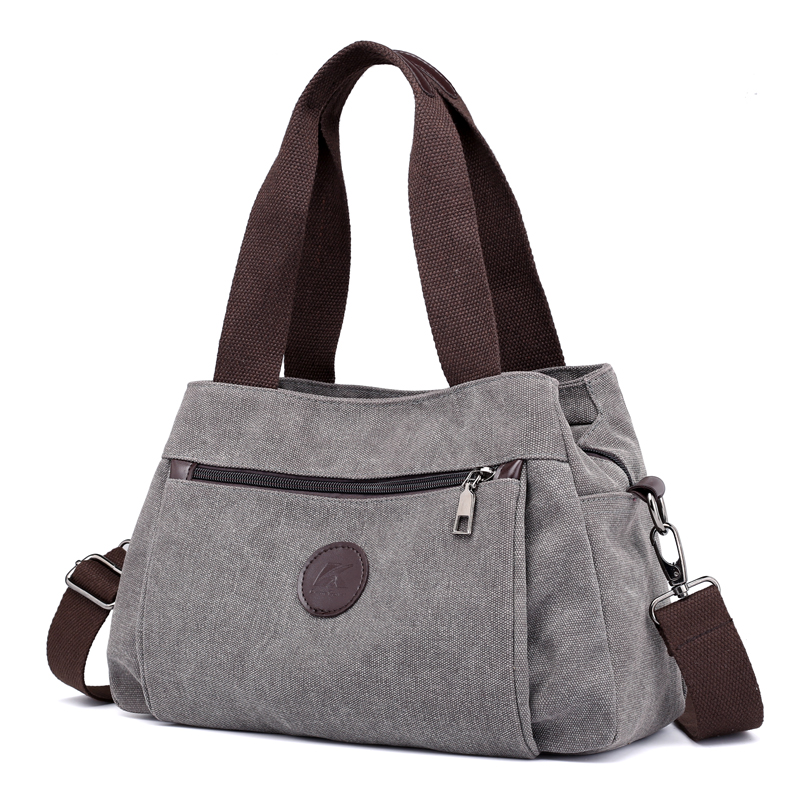 帆布包女韩版多功能包休闲大容量多隔层包女复古单肩包妈妈斜挎包