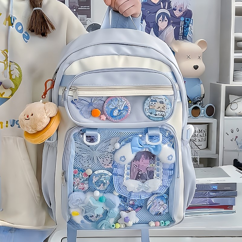 日系痛包双肩包大食量书包初高中生二次元娃谷吧唧包背包大容量