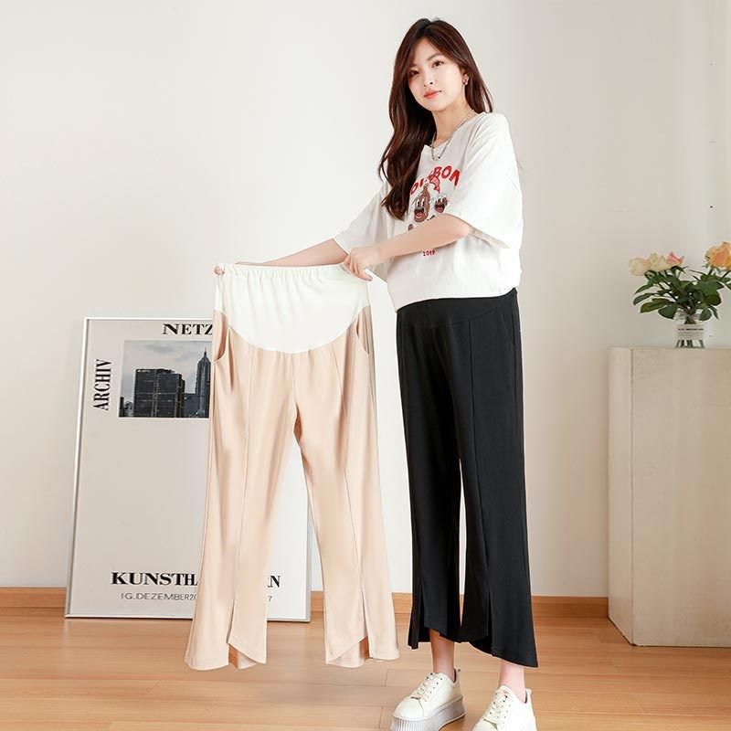 加肥孕妇裤子春夏季薄款s阔腿开叉喇叭裤九分裤夏装冰丝八分裤新,孕妇装/孕产妇用品/营养,孕妇休闲裤,淘宝优惠券,粉丝福利购,淘宝优惠卷