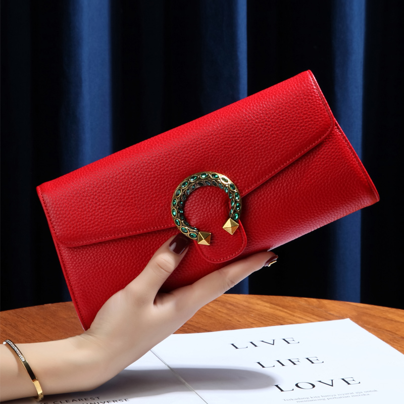 高级感头层牛皮手拿包女气质2023新款真皮大容量多卡位宴会手抓包