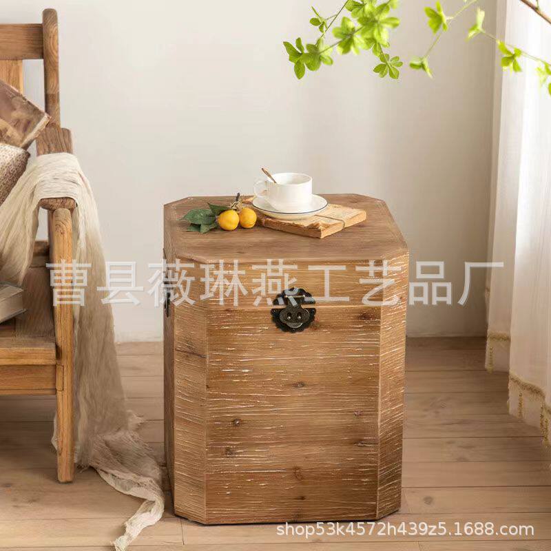 木箱子带锁储物箱实木收纳箱复古木盒子特大号长方形带盖木箱可做