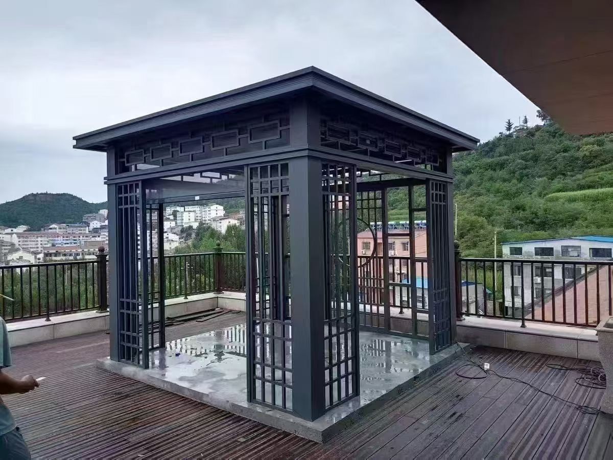 新中式户外庭院铝合金廊架防晒