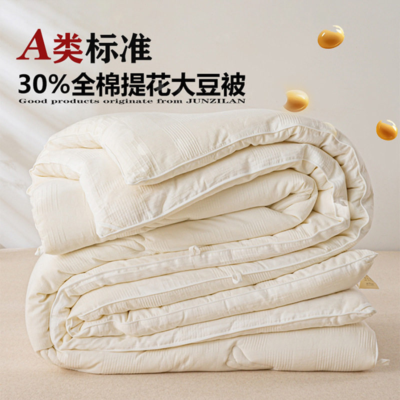 A类30%纯棉大豆纤维四季春秋被子保暖冬季加厚拉链式子母被二合一