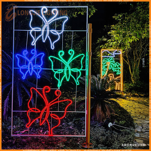 高2.8米 宽1.6米发光蝴蝶灯杆图案灯LED造型灯市政路灯亮化景观灯