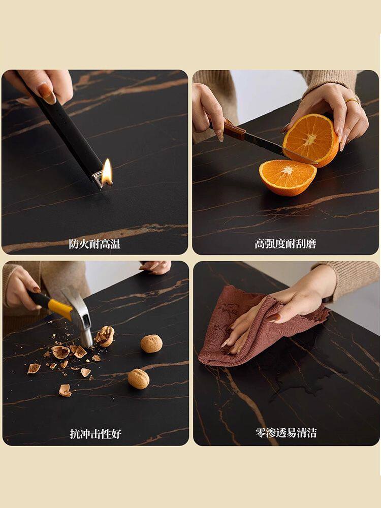 小户型岩板伸缩实木吧台一体柜