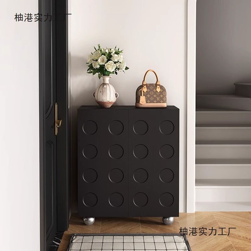 鞋柜家用门口黑色鞋柜加厚入户玄关柜高级感现代简约储物柜换鞋柜