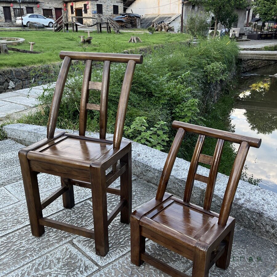 复古手工实木靠背餐椅家用商用