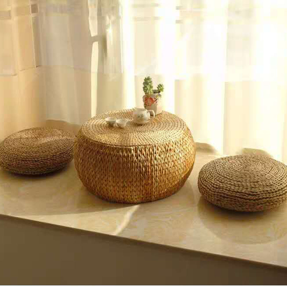 阳台小桌子民宿地台日式窗台矮桌藤编飘窗小茶几电脑圆桌飘窗